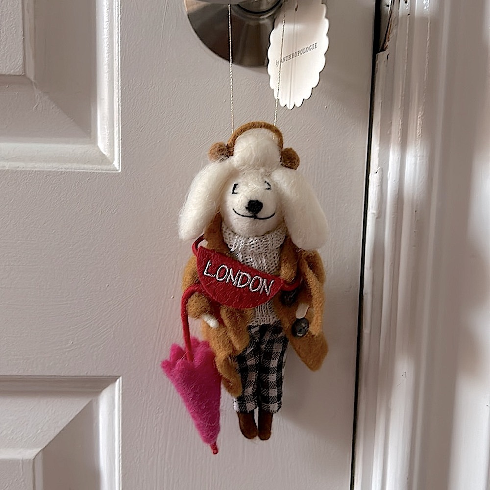NWT Anthropologie 2023 Travel Poodle FELT Tree Ornament LONDON
